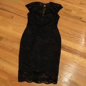 Guess Black Lace Midi Dress